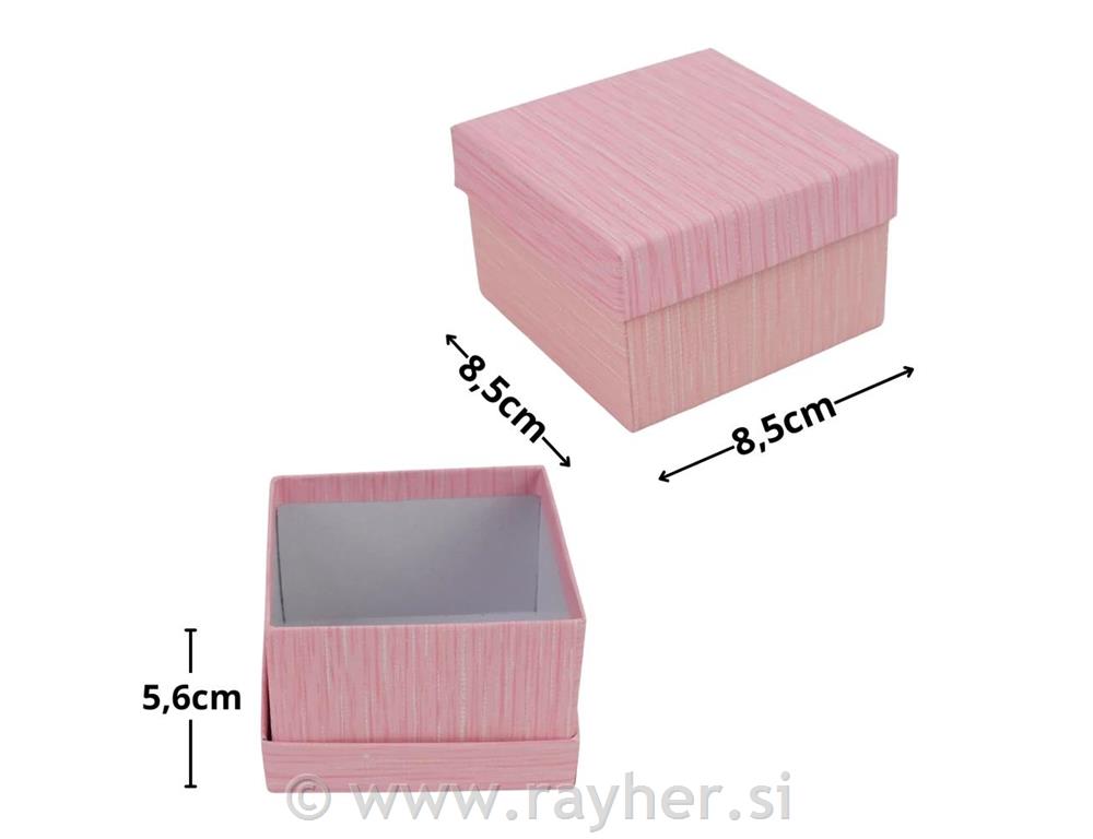 Škatla darilna, 8,5x8,5cm, roza, 1 kos