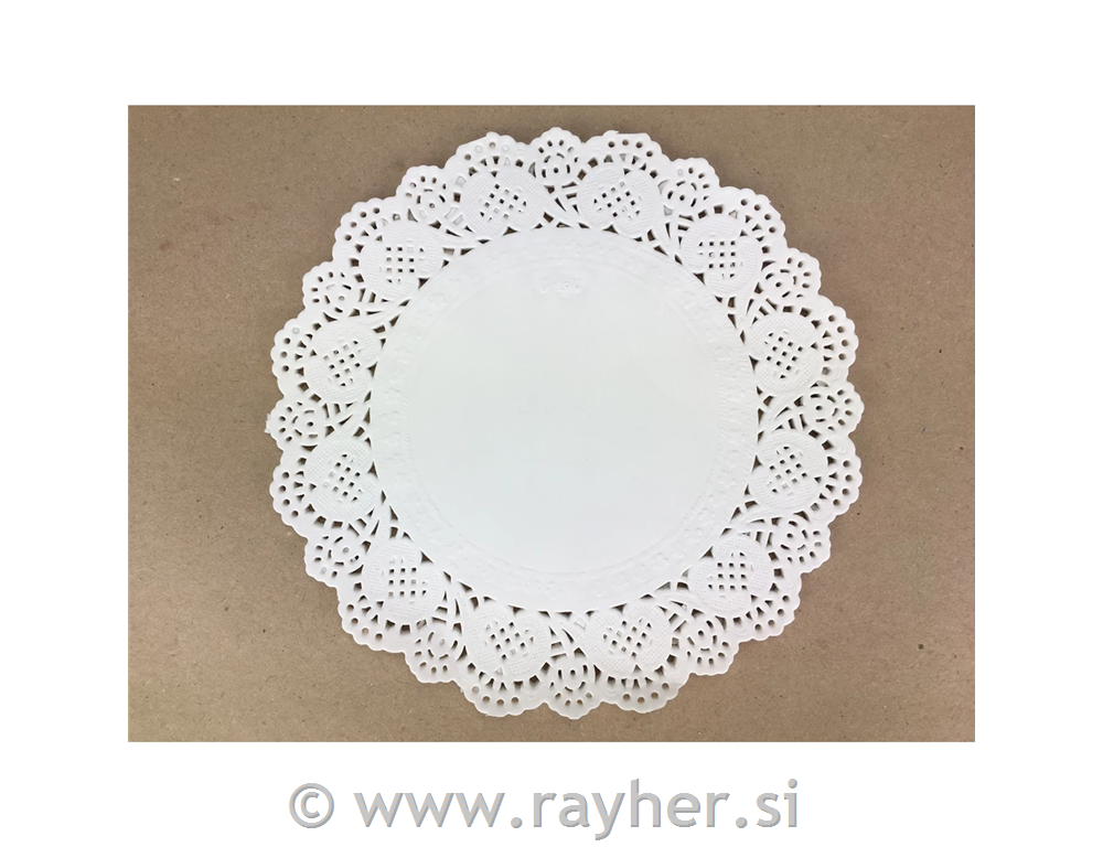 Papirnata čipka, bele, 16 cm, 36 kosov