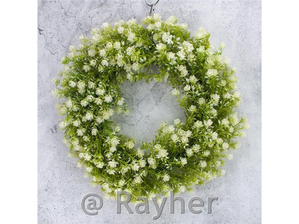 Venec z malimi belimi cvetovi, 43cm