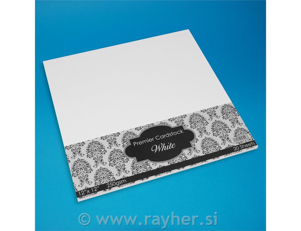 SCRAPBOOKING PAPIR, PREMIER, BEL, 250gsm