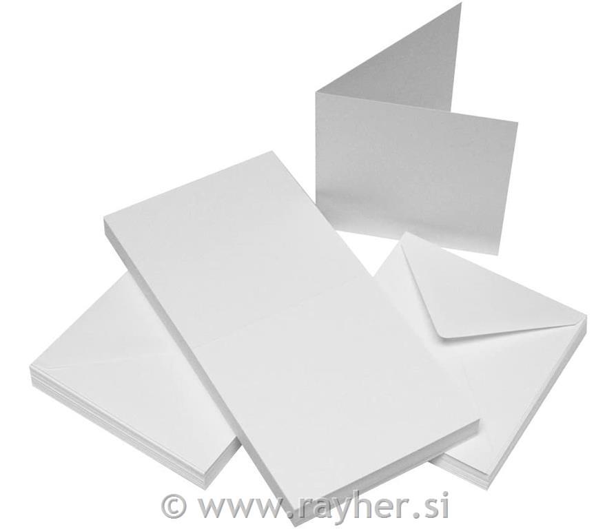Kuverte+Vizitke, Set 50, 10,2X10,2cm, bele barve