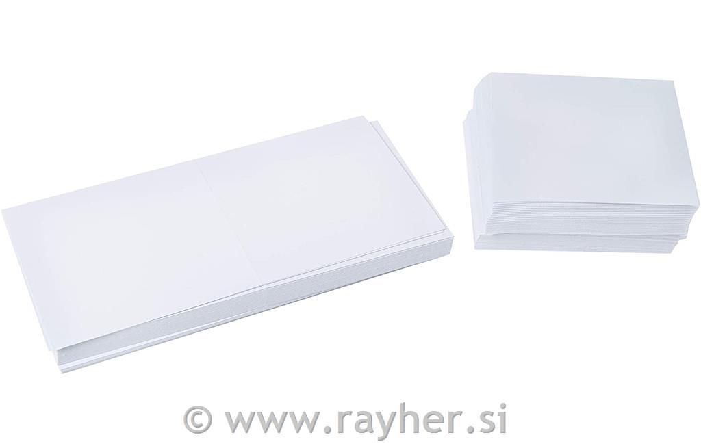 Kuverte+Vizitke, Set 50, 10,2X10,2cm, bele barve