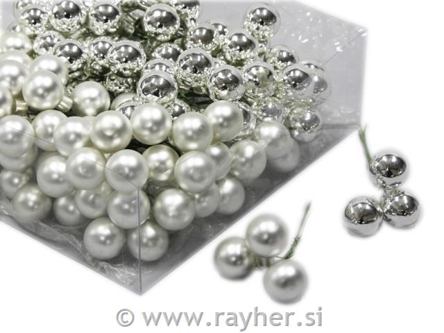 Božični balončki, 2cm, srebrni, set 12