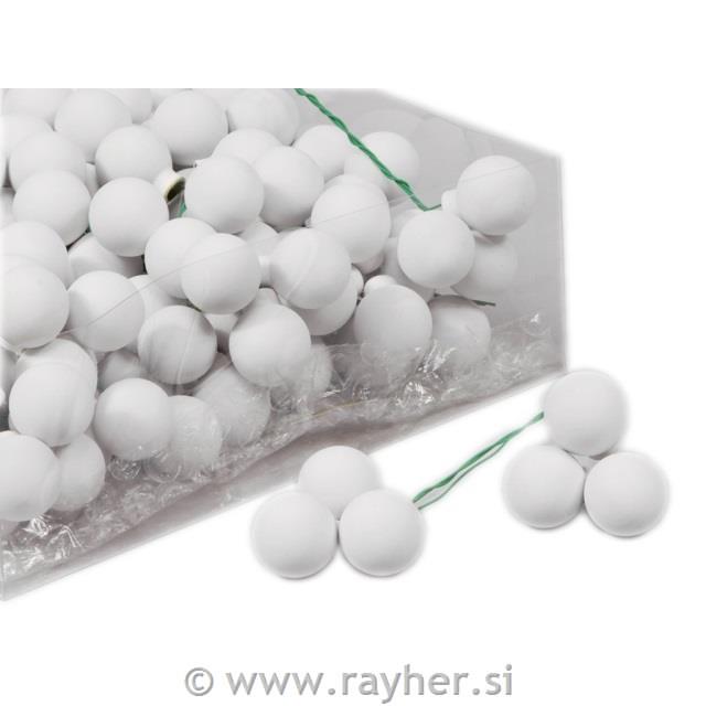 Božični balončki, 2cm, beli mat, set 12