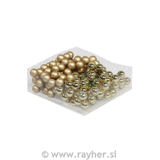 Božični balončki stekleni (na žici), 2cm, zlati, set 12