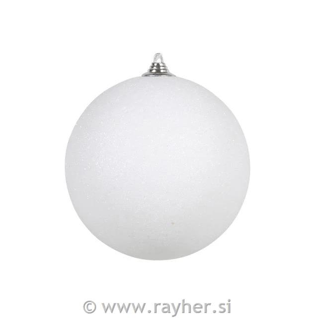 Božični balonček, bel z bleščicami, 13.5cm