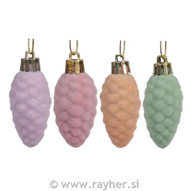 Storži za božično drevo, žametni, 5cm, 4 kom