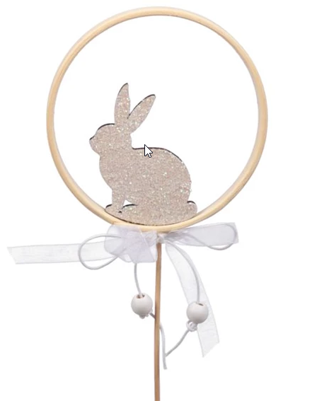 Zajček v obroču na palici 10x10 cm