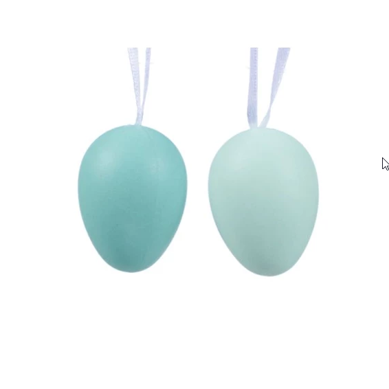 Turquoise hanging eggs, 3x4 cm, set 12