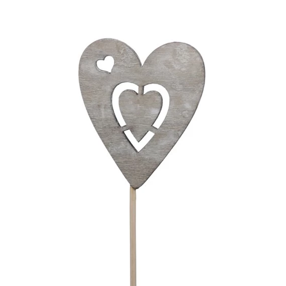 Wooden heart on a stick, 7 cm