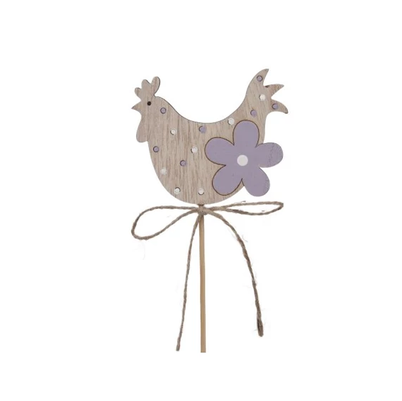 Wooden decoration Hen on a stick7,5x6 cm