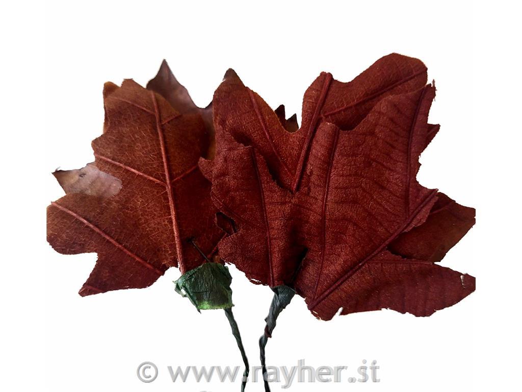 Jesensko listje na žici, žamet, temno rjavo, set 2