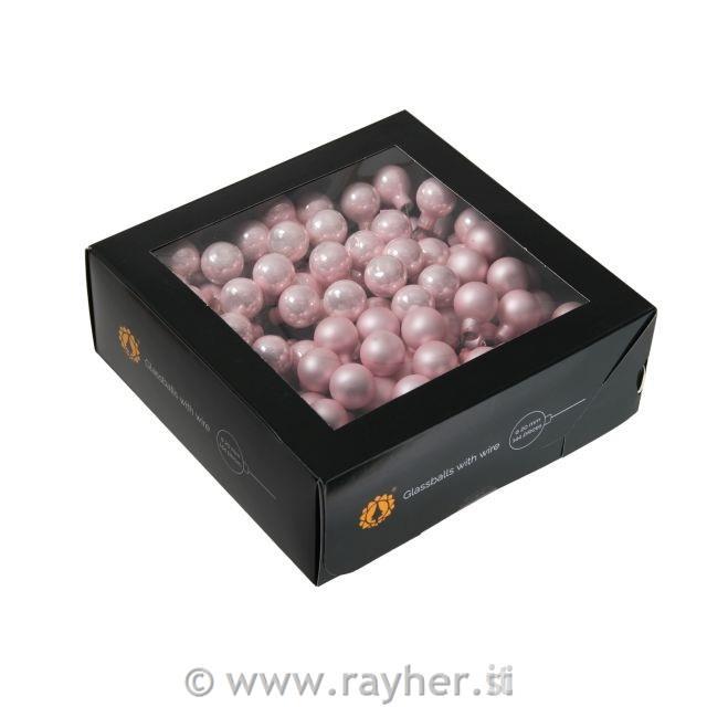 Božični balončki, 2cm, roza, set 12