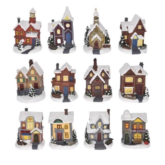 Hiška keramična, LED osvetlitev, 1 kos