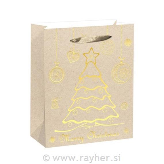 Darilna vrečka, Smreka zlata 31x42x12 cm