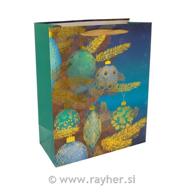 Darilna vrečka, Božični balončki, 26x32x12 cm