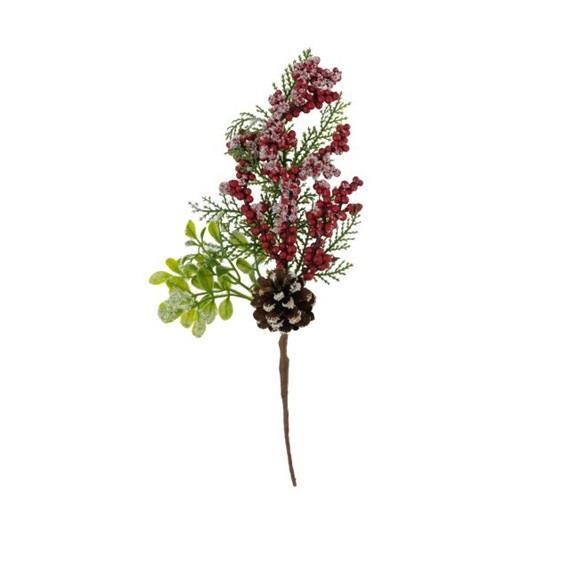 Vejica s storžem in zasneženimi rdečimi bunkicami, 30cm