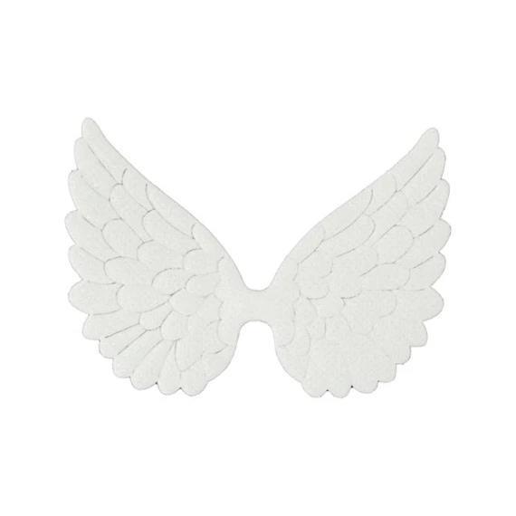 Angelska krila s sponko, tekstil, 9 cm, bela