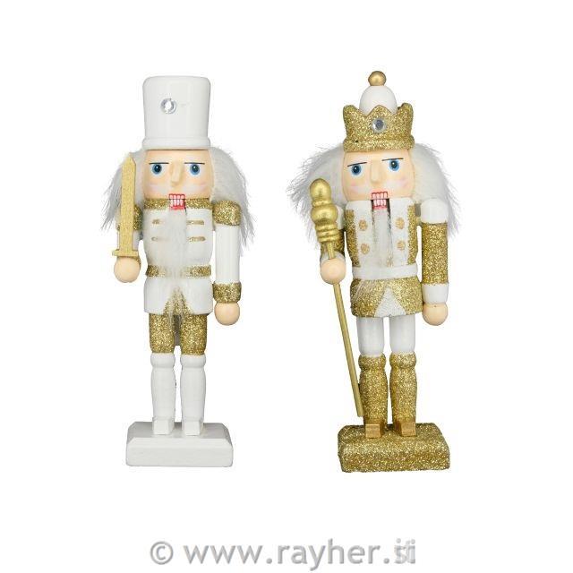 Hrestač, bel/zlat, lesen, 12cm