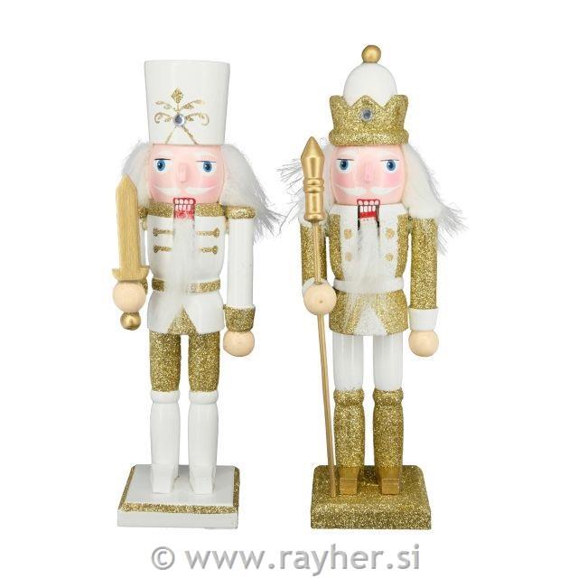 Hrestač, bel/zlat, lesen, 25cm