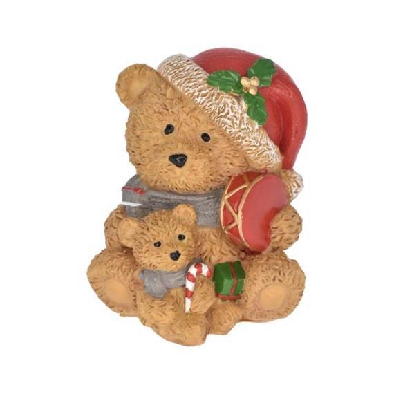 Božični medvedek z medvedkom, 10.5cm