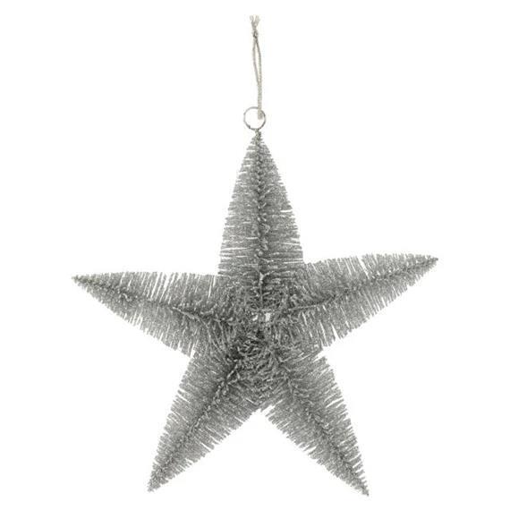 Zvezda, z bleščicami, 23 cm, srebrna