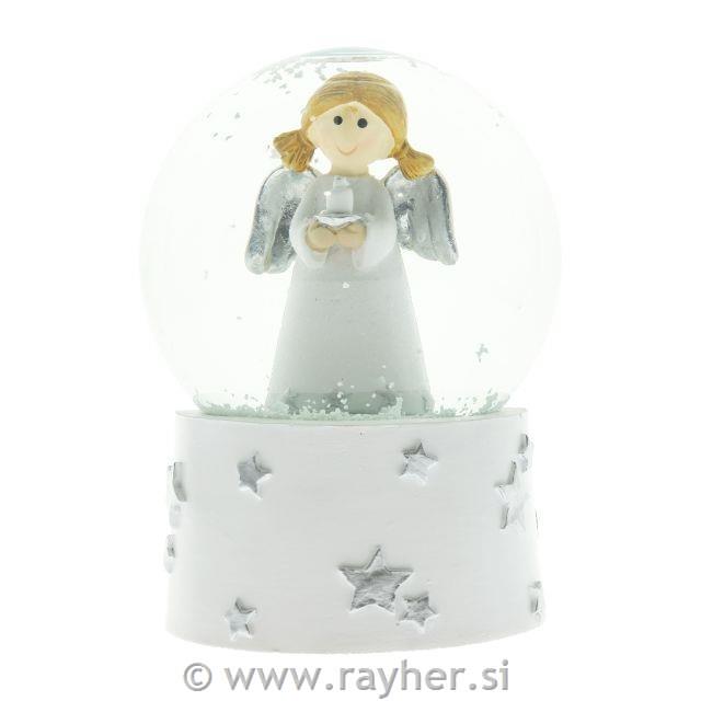 Snežna krogla, Angel s svečko, 10cm