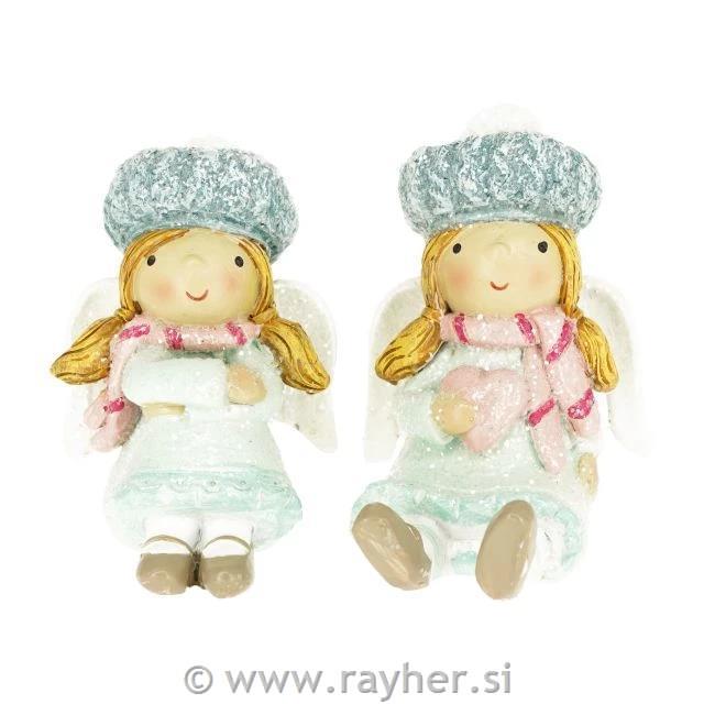 Angel s kapo in srcem, sedeč, 6.5cm, 1 kom