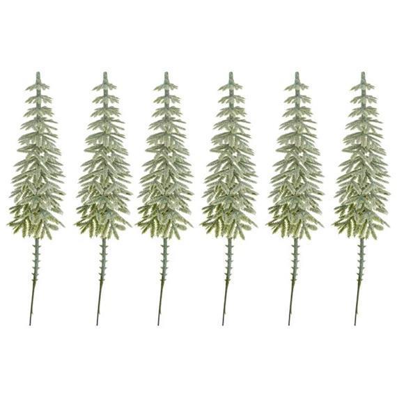 Zasnežene smreke z bleščicami, 28cm, set 6