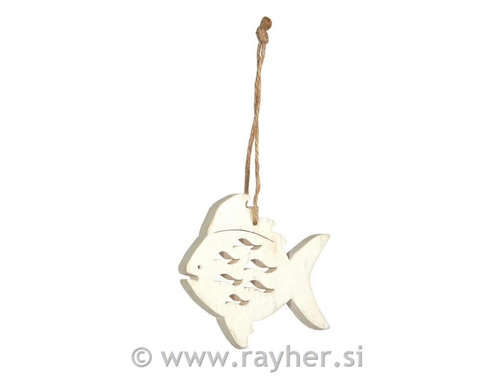 Riba lesena, bela, 8x7cm