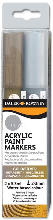 Simply akrilni flomaster set 2 zlat/sreb