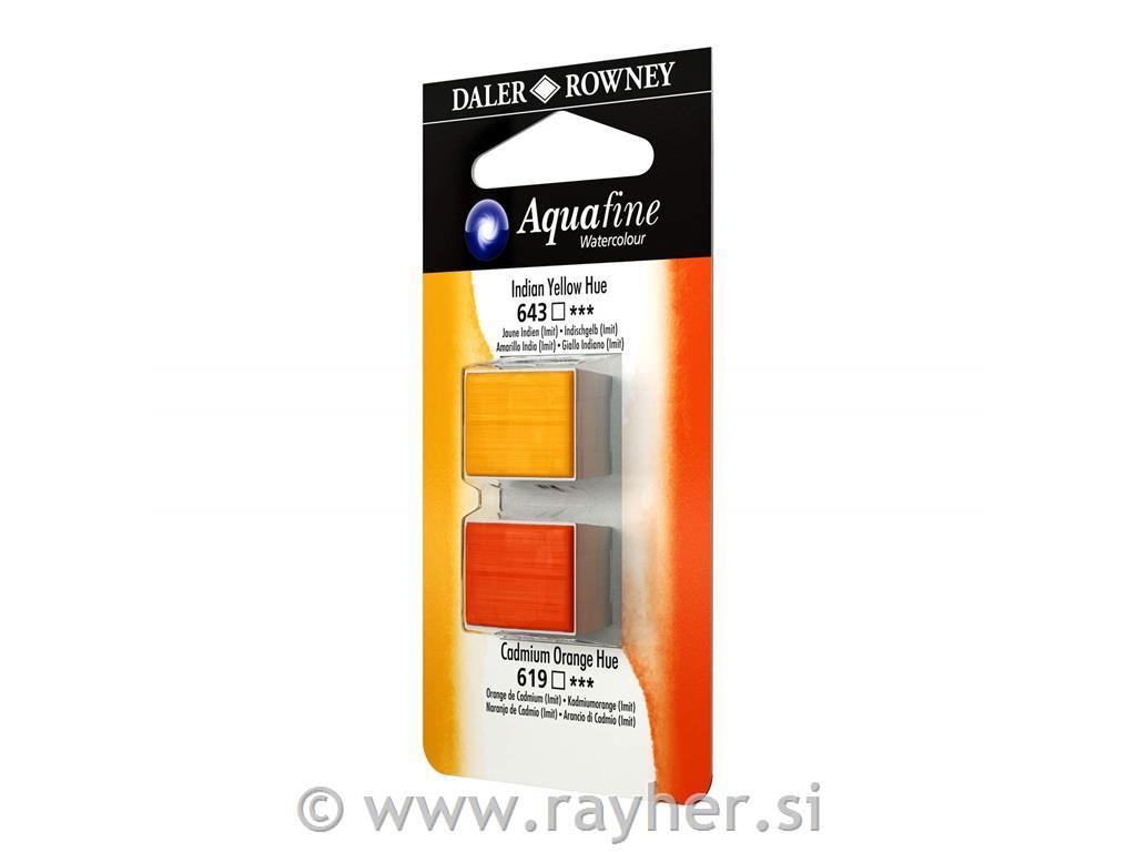 Akvarelna barva Aquafine set 2 indian yellow hue/cdm orange