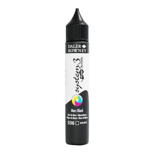 System3 Fluid acrylic colour 29,5ml;Mars Black