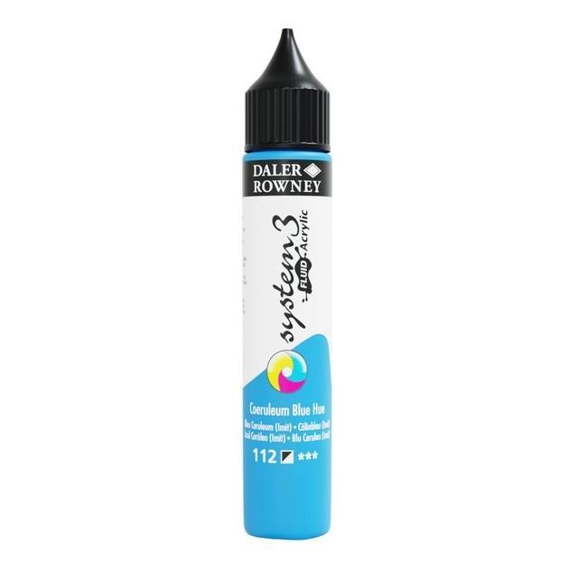 System3 Fluid acrylic colour 29,5ml;Coeruleum Blue Hue