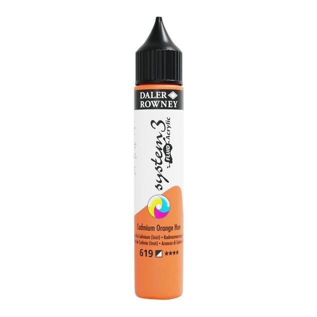 System3 Fluid acrylic colour 29,5ml;Cadmium Orange Hue