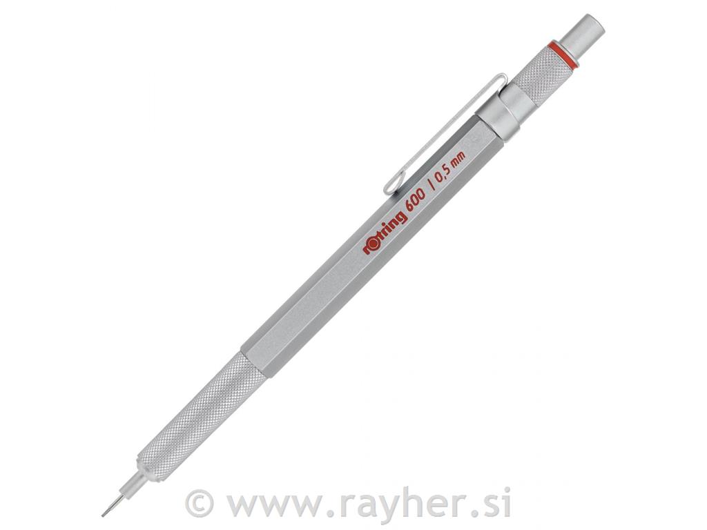 Tehn.svinčnik Rotring 600 0,5 srebrn