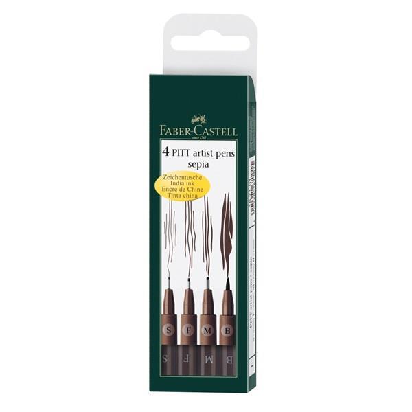 PITT artist pen set 4 sepia (S, F, M, B)