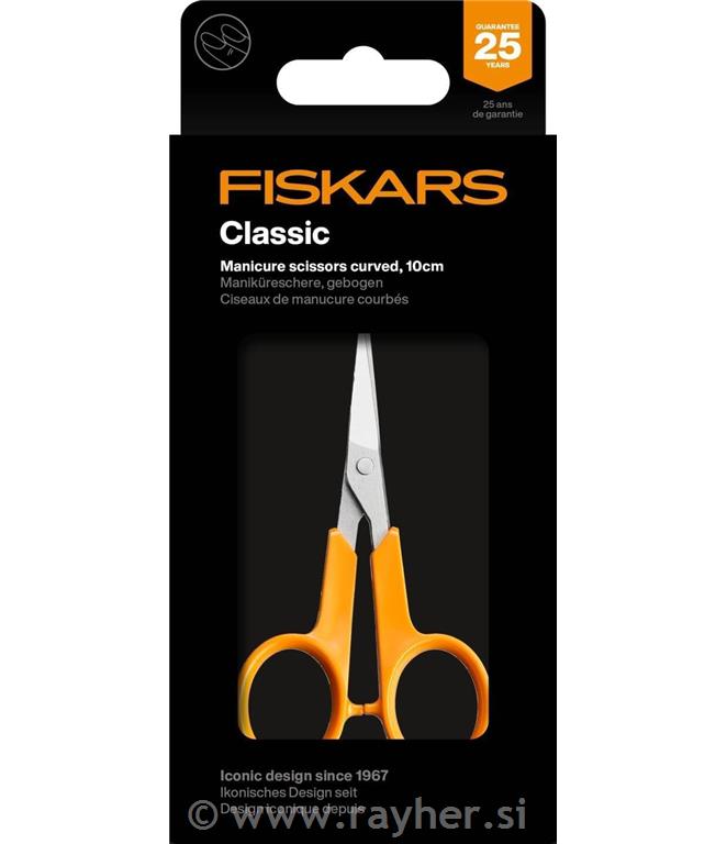 FISKARS škarje za natančen rez, 10 cm ukrivljena konica