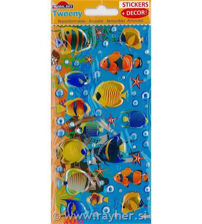 NALEPKE TWEENY Z OZADJEM, 9X17.5CM 272029, RIBE V OCEANU