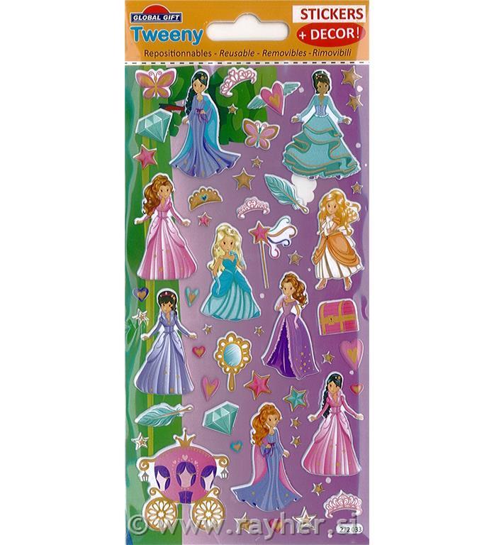 NALEPKE TWEENY Z OZADJEM 9X17.5CM 272033, PRINCESKE