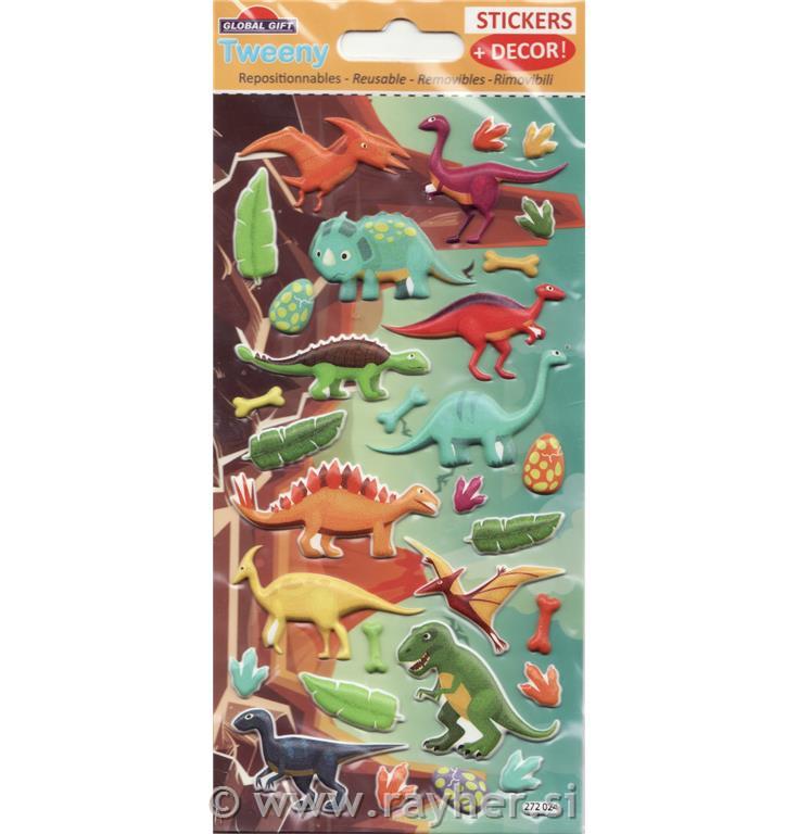 NALEPKE TWEENY Z OZADJEM, 9X17.5CM, DINOZAVRI