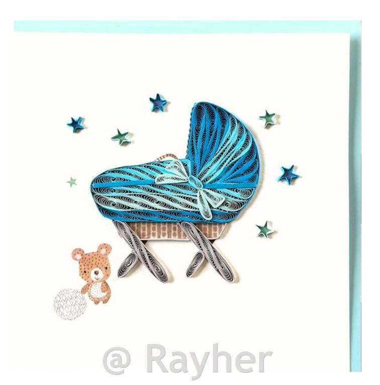 Voščilnica Petit Petales, Zibka modra + kuverta