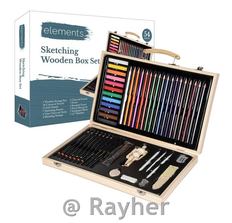 Large Sketching Set in Wooden Box