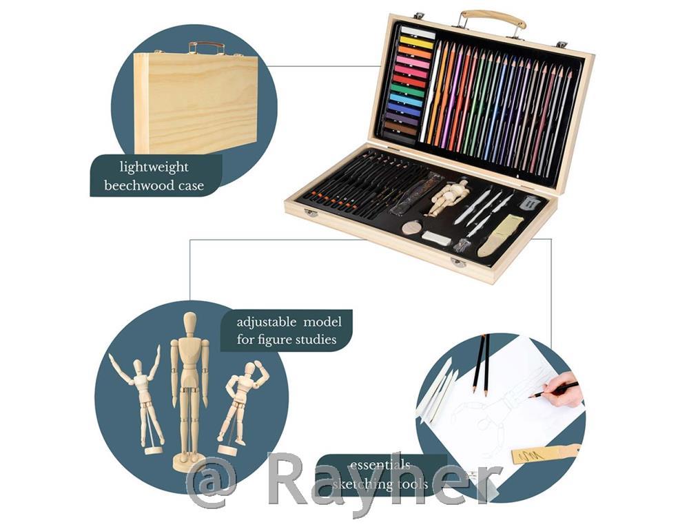 Large Sketching Set in Wooden Box
