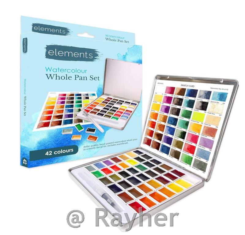 Elements 42 – veliki akvarelni set v kovinski škatli s čopičem za vodo