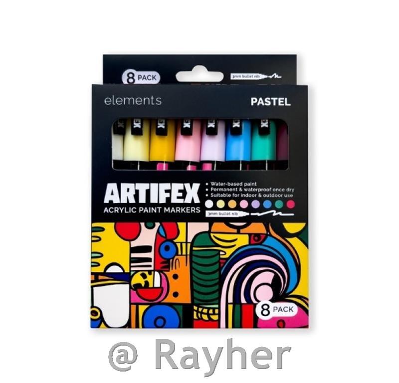Acrylic Markers Elements Artifex, pastelset 8
