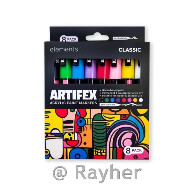 Akrilni flomastri Elements Artifex, classic, set 8