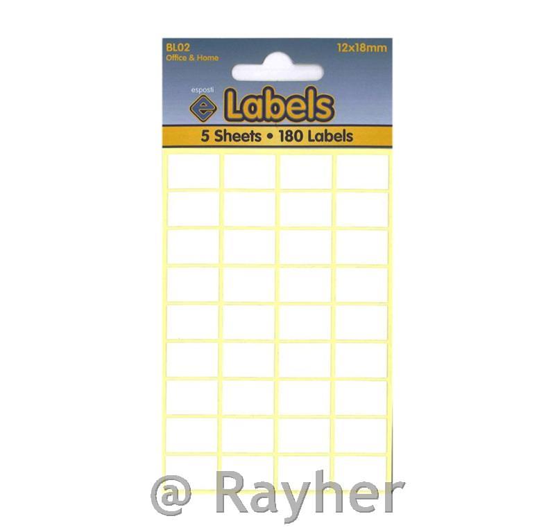 Nalepke, bele 12x18mm, 150 nalepk, 5 pol