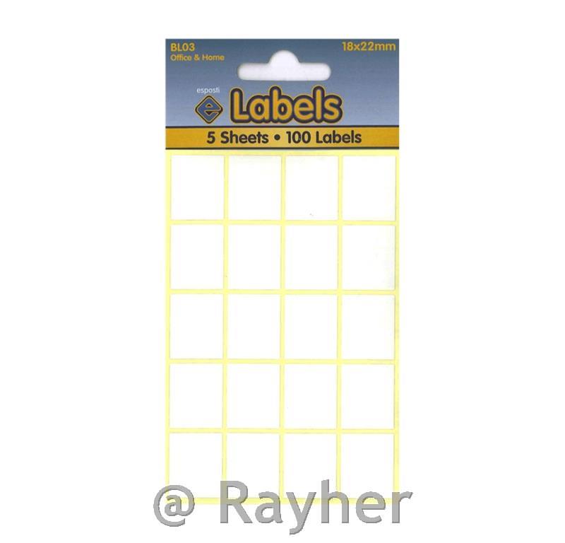 Nalepke, bele 18x22mm, 100 nalepk, 5 pol