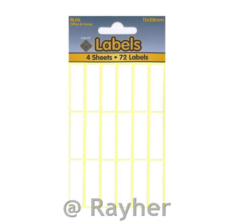 Nalepke, bele 11x38mm, 72 nalepk, 4 pole